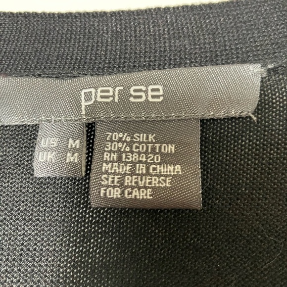 per se by‎ carlisle Cardigan Sz M Silk Preppy Office Casual Pockets Button Front - Picture 3 of 8